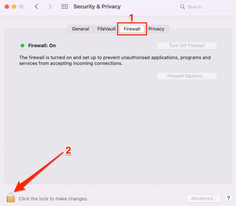 change firewall settings in