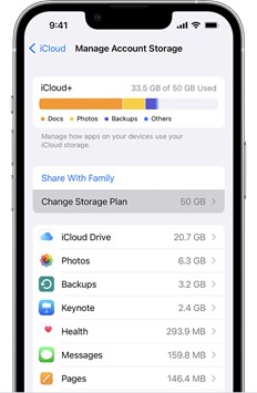 alterar plano de armazenamento no icloud