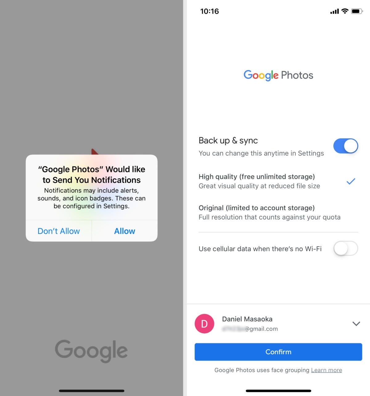 selecione as fotos para fazer o backup no google drive