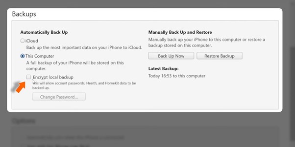 Fare clic su Esegui backup ora