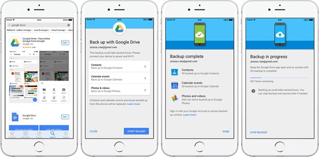 backup do iphone se via google drive