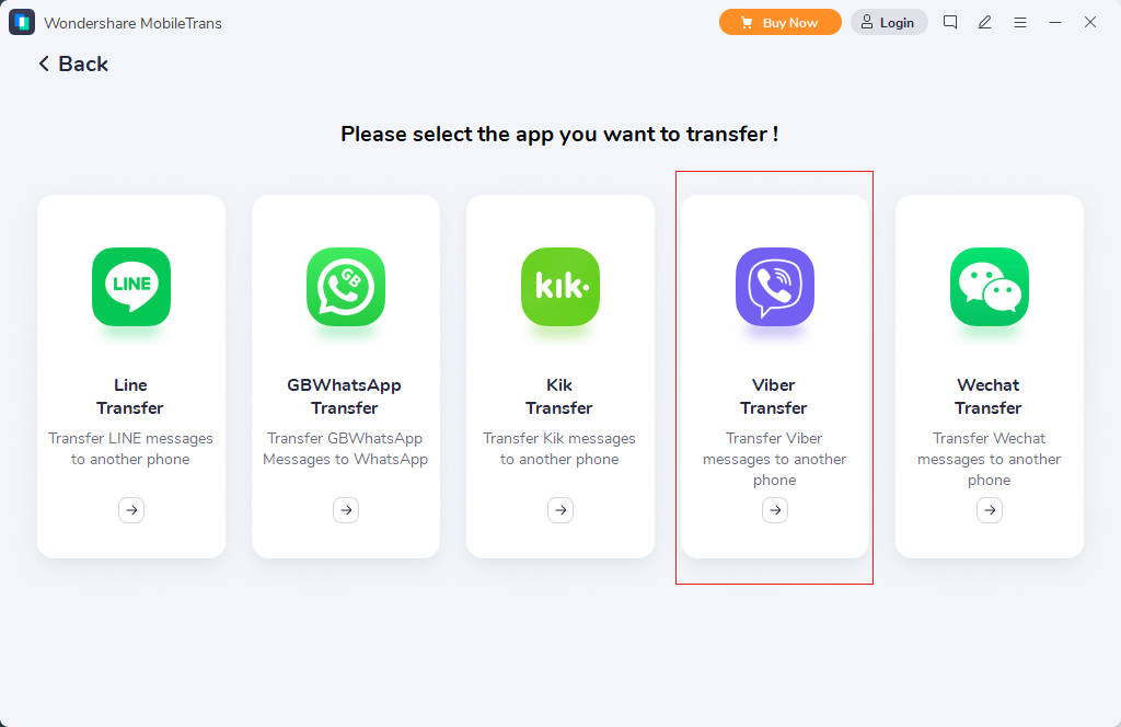 Transferencia de Viber en Wondershare MobileTrans