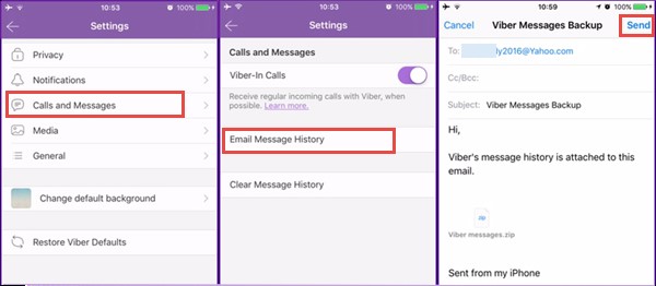 viber messages restore through email