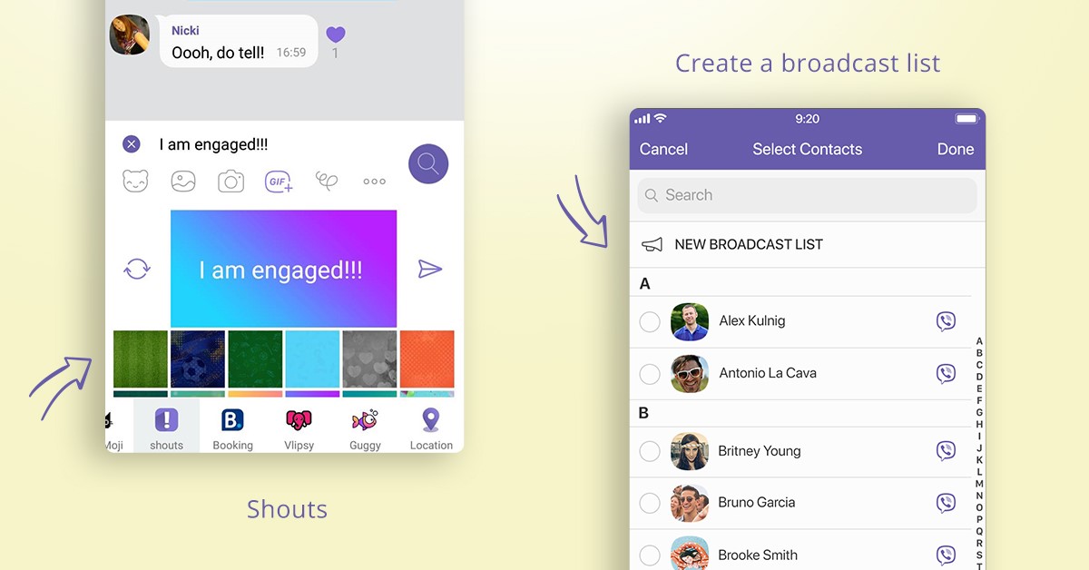 contacts of viber on the smartphone