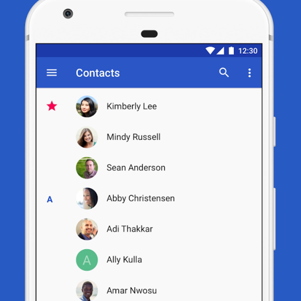 contacts sur un appareil android