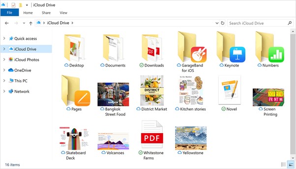 icloud storage categories on windows