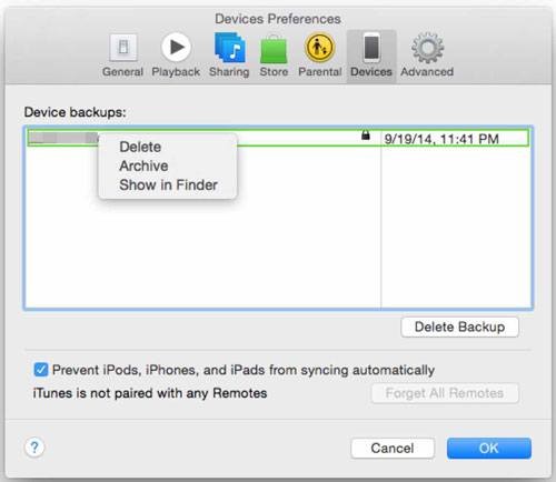 itunes per visualizzare i file di backup di iphone