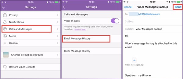 restore viber chat history by email