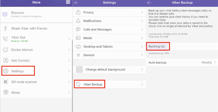 viber backup su android