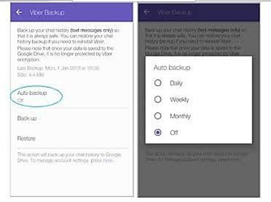 escolha de intervalos do backup automático