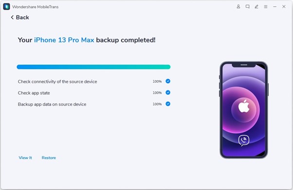 completamento del backup di viber