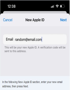 введите новый адрес электронной почты и пароль для вашего apple id 