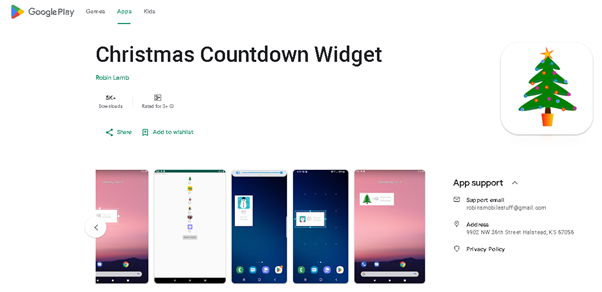 Christmas countdown widget