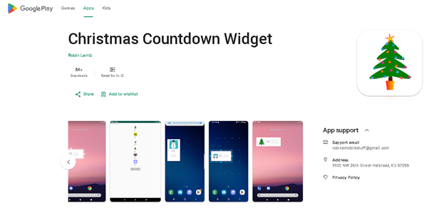 Widget de cuenta atrás de navidad