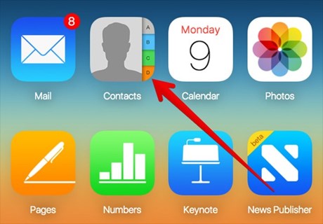 encontre o ícone de contatos no iCloud