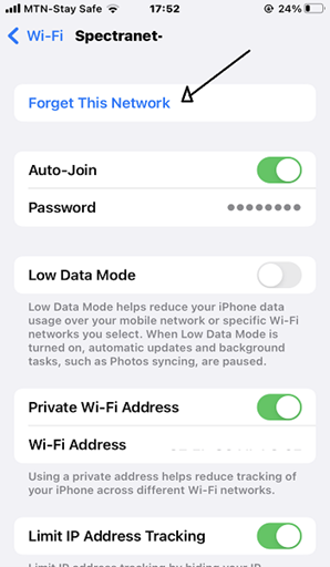  отключите Wi-Fi iphone 