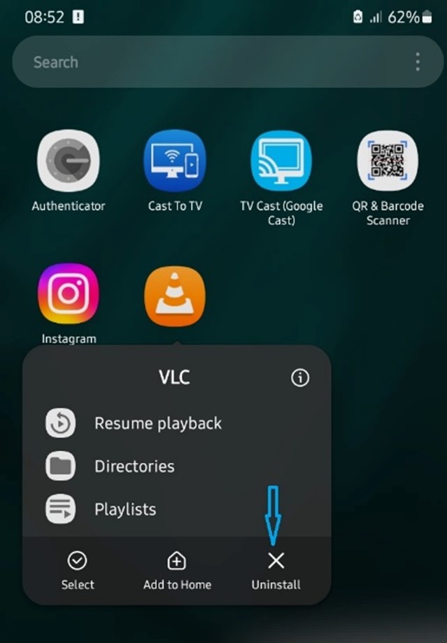 uninstall unused apps to free space on Android