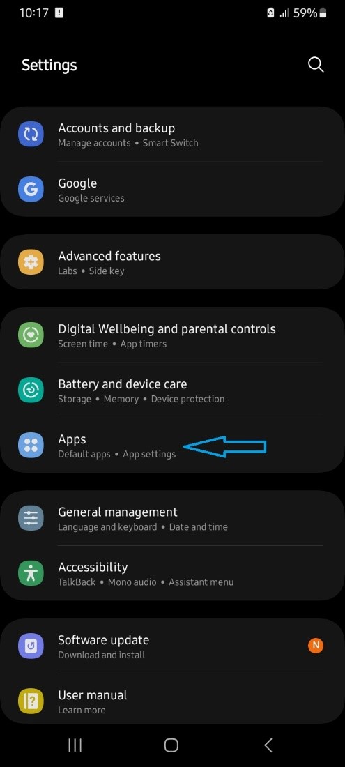 select app settings on Android phone