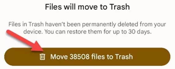 move duplicate files to trash on Android