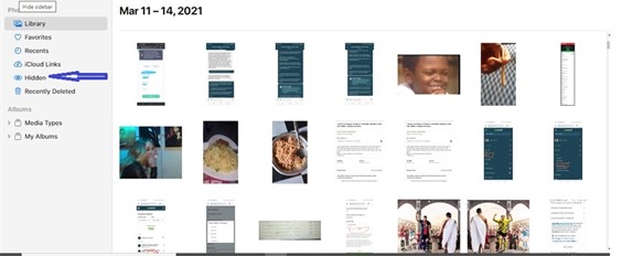hidden album in iCloud