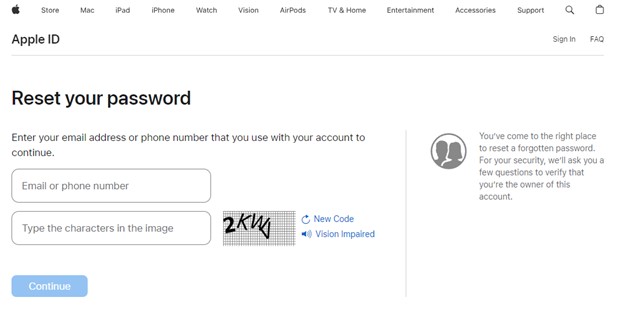 enter email or phone number associated with your apple id