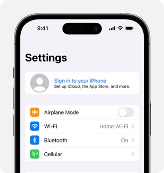 vá para as configurações da conta no iphone