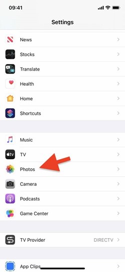 open photos in iPhone setting