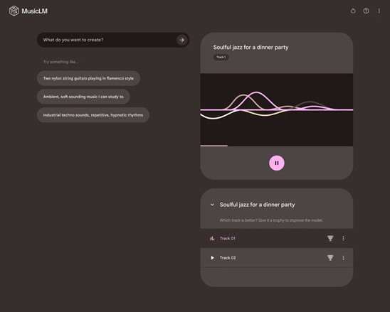 décrivez votre type de musique préféré et attendez que musiclm génère deux versions de musique parmi lesquelles vous pourrez choisir