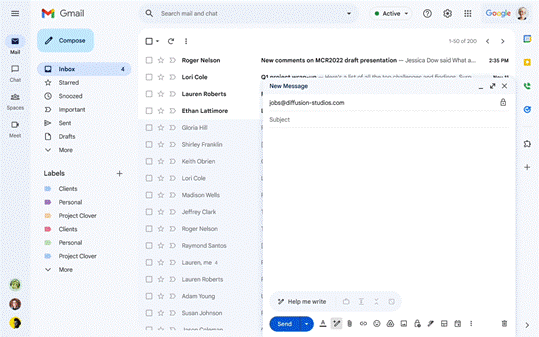 find help me write in the bottom of your gmail window