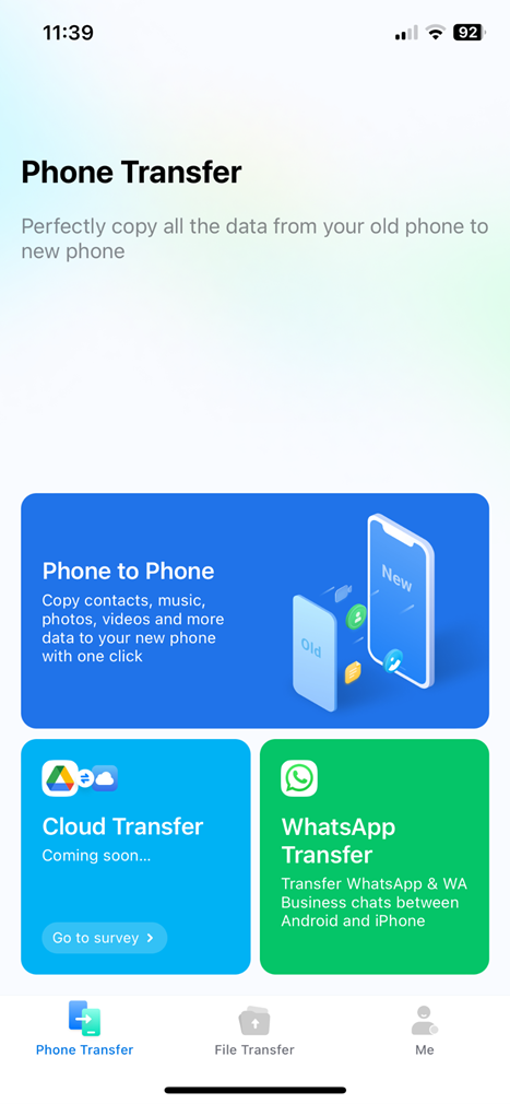 choose phone to phone transfer