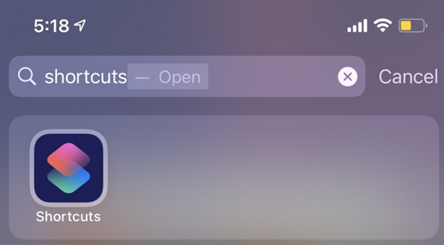 go to Shortcuts on iPhone