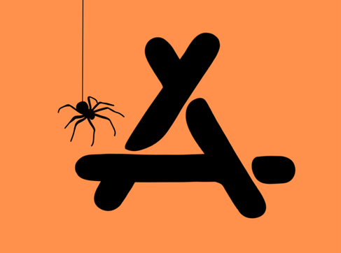 apple store halloween icon with a spider