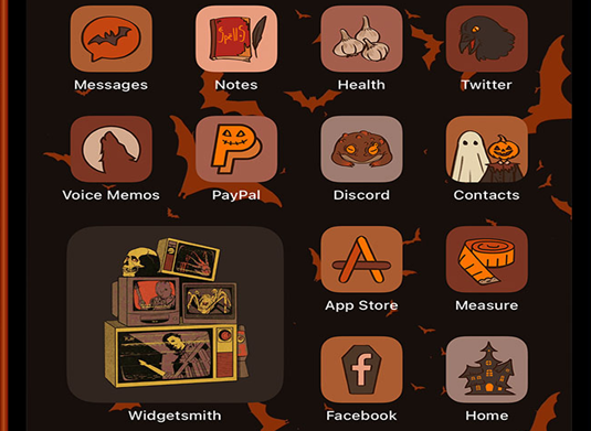 halloween iconos de aplicaciones en los dibujos animados