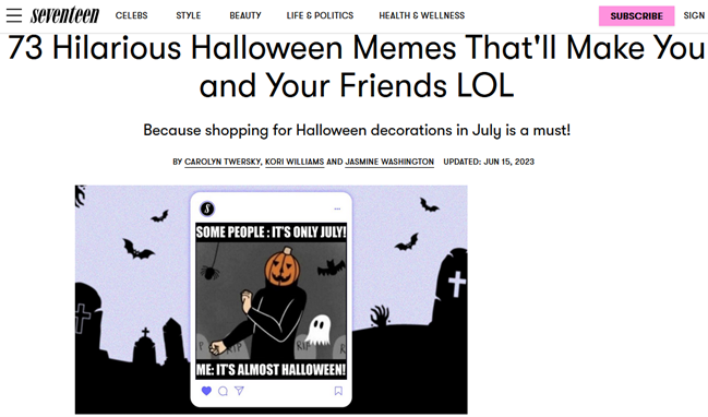 halloween memes in Pioneer Woman’s blog 