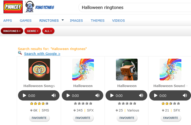  halloween ringtones from Phoneky