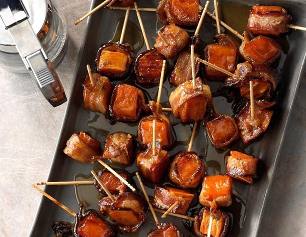 friendsgiving bacon-wrapped sweet potato bites