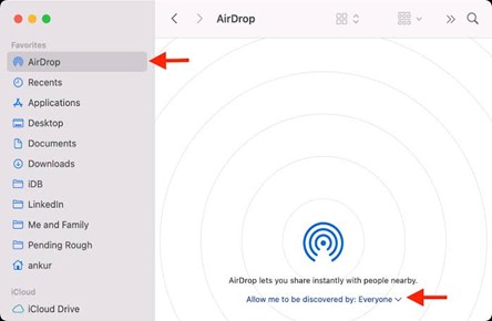 definir as configurações do airdrop para todos