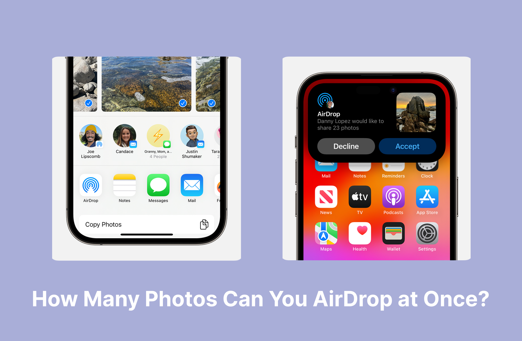 Сколько фотографий Вы можете отправить по AirDrop одновременно?