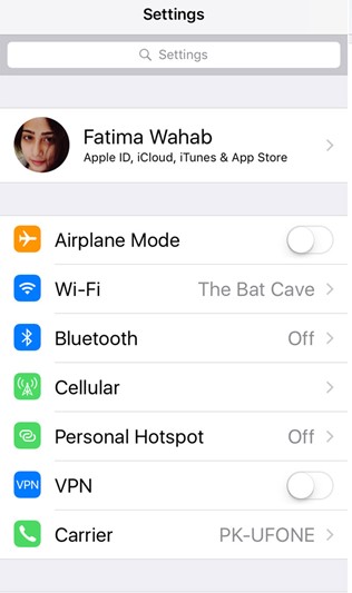 Illustration of Settings Menu on iPhone