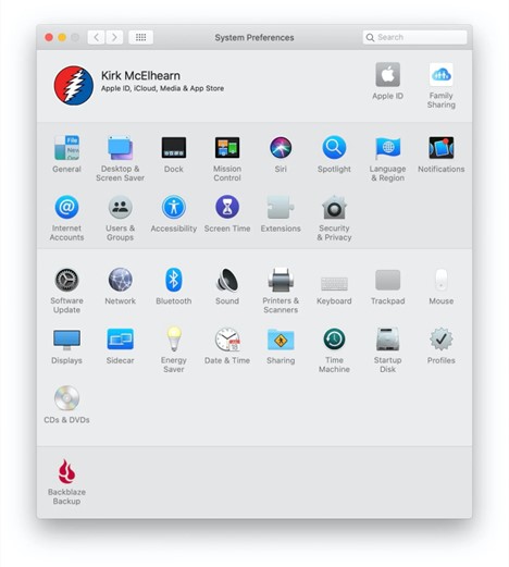 Illustration of System Preferences menu on Mac