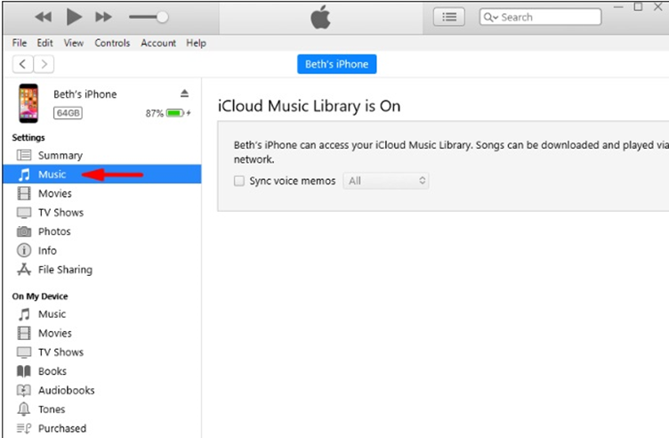 música na biblioteca do iTunes 