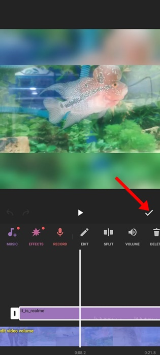 déclencher la vidéo dans l'application in shot editor 