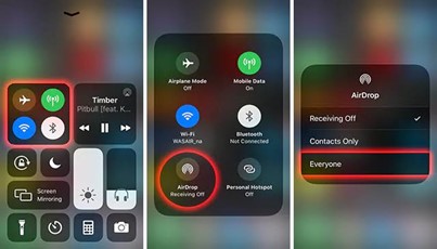choisissez airdrop dans le centre de contrôle et sélectionnez tout le monde ou seulement les contacts en fonction du destinataire.