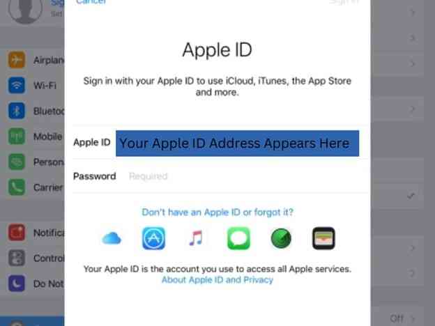 Sair do perfil de configurações do ID Apple