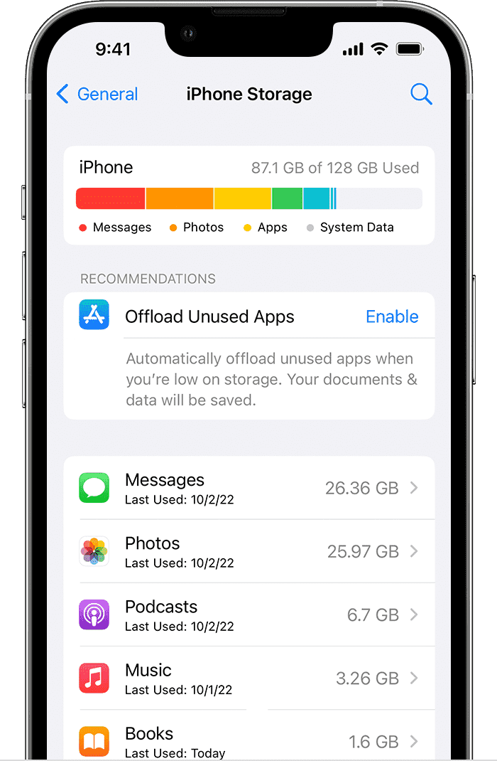 Verificar armazenamento do iPhone 15