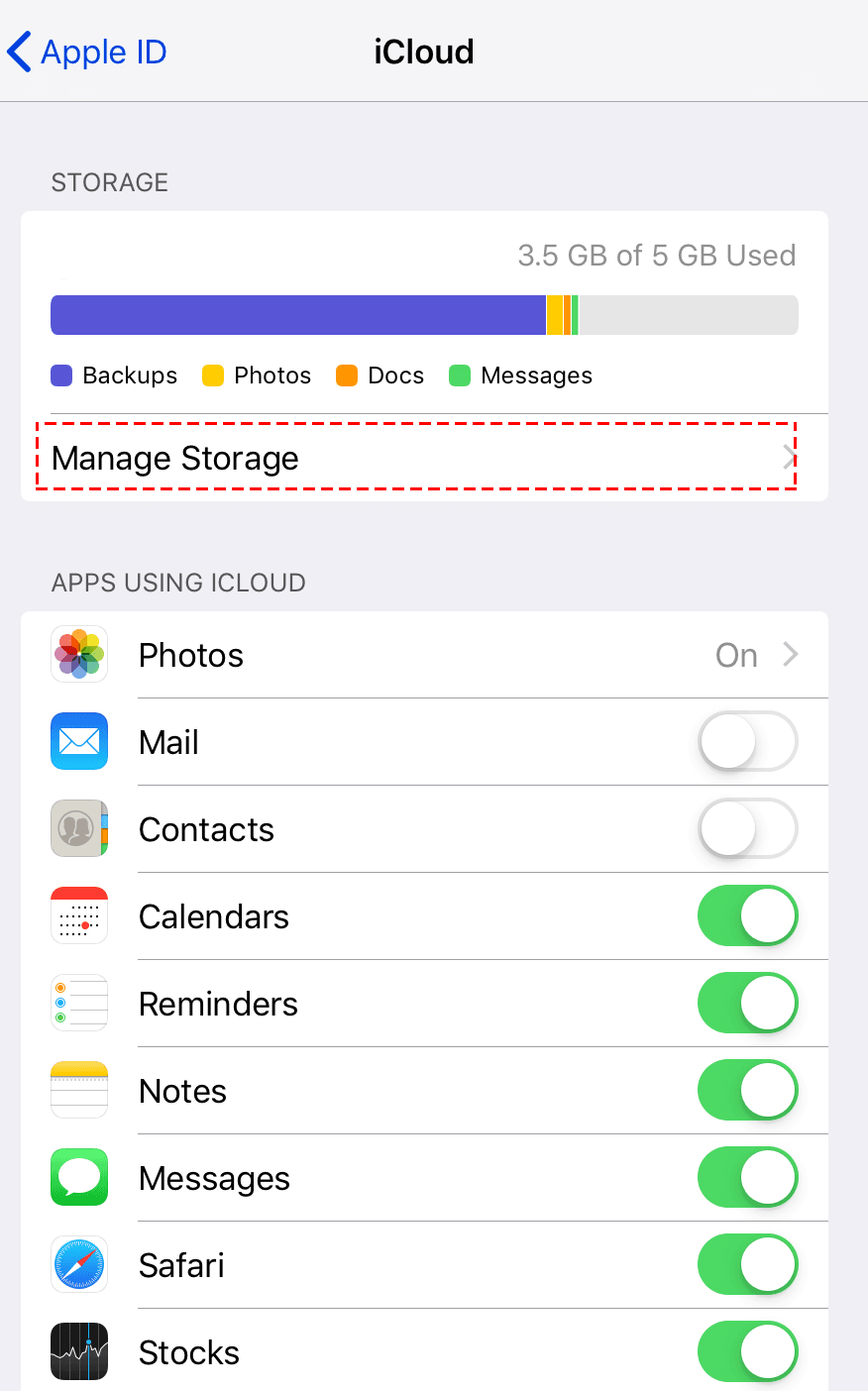 manage icloud storage iphone 15