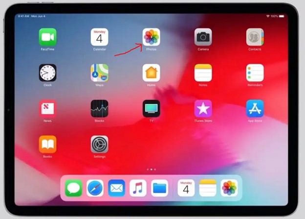 abre la app fotos para borrar todas las fotos del ipad