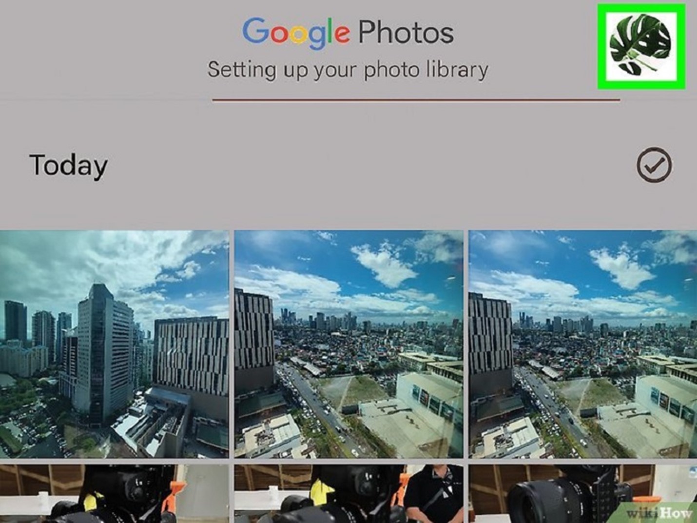 Go to the profile of your Google Photos account to locate settings