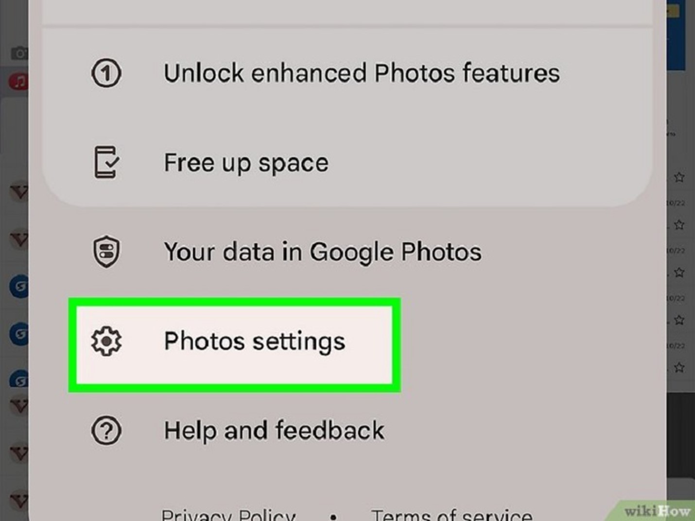 Open Photos settings to continue