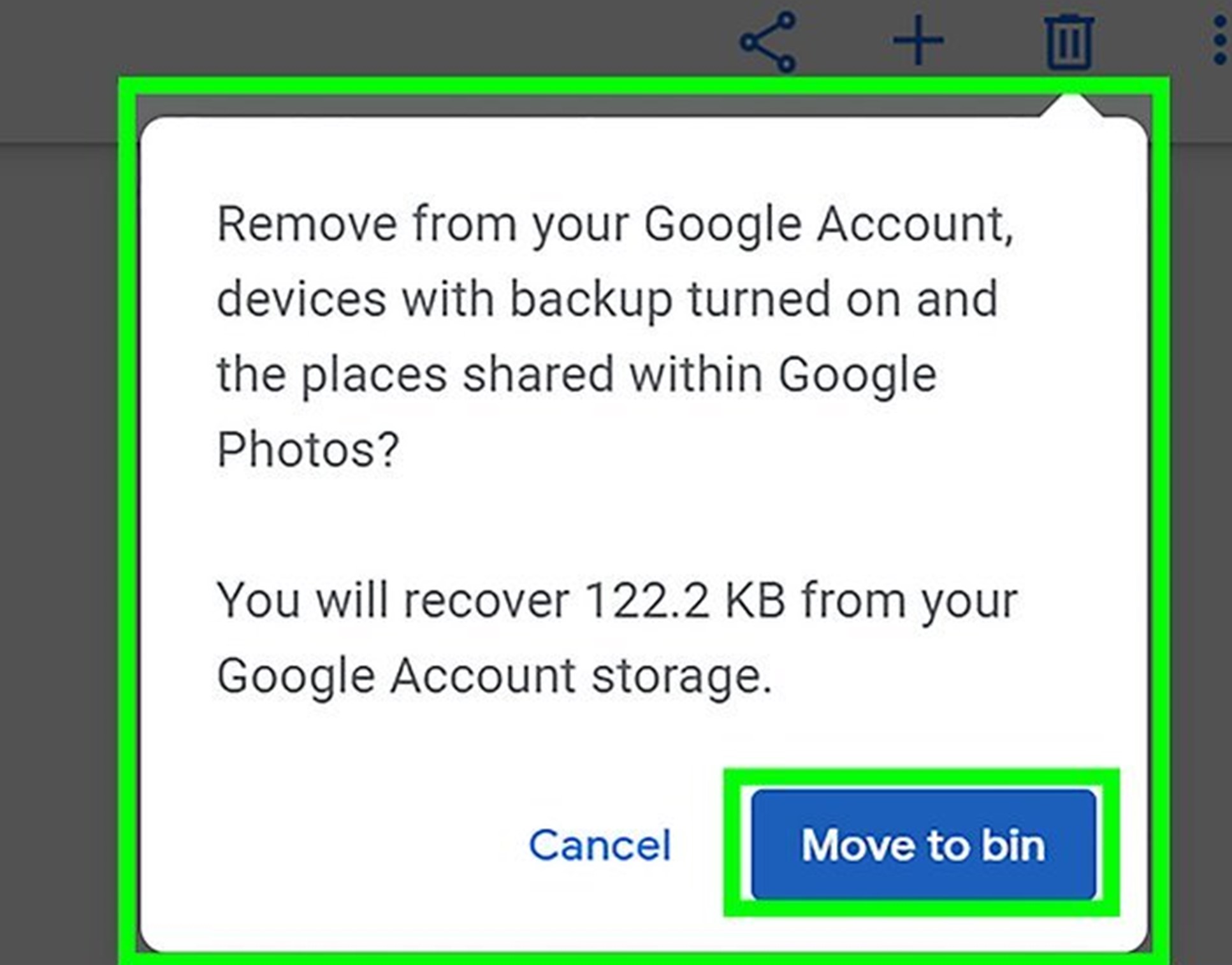 Click on move to bin option to proceed